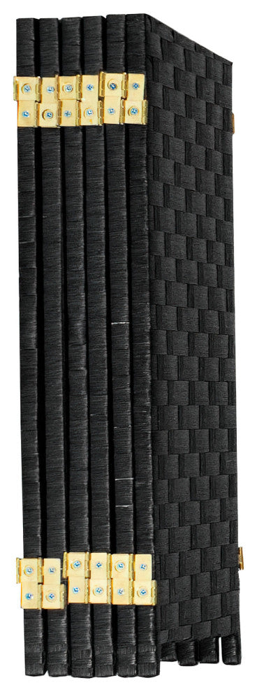 2 ft. Short Woven Fiber Room Divider 6 Panel Black