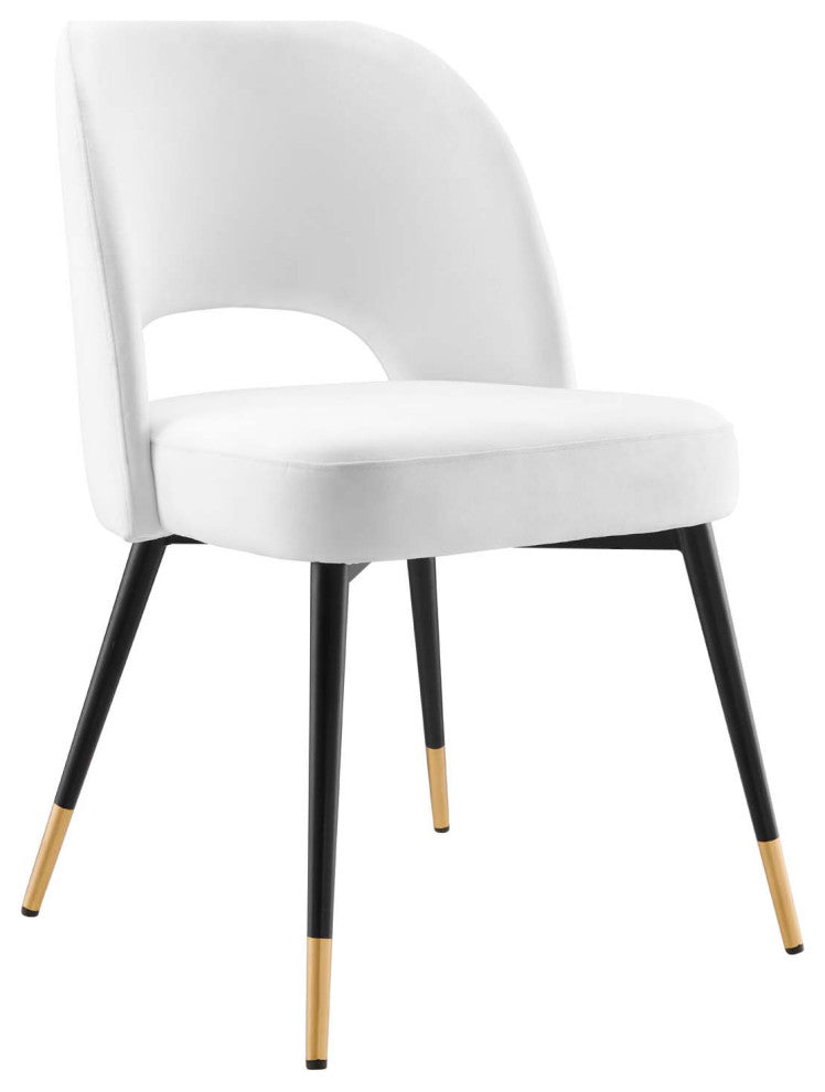 Rouse Performance Velvet Dining Side Chairs Set of 2 White
