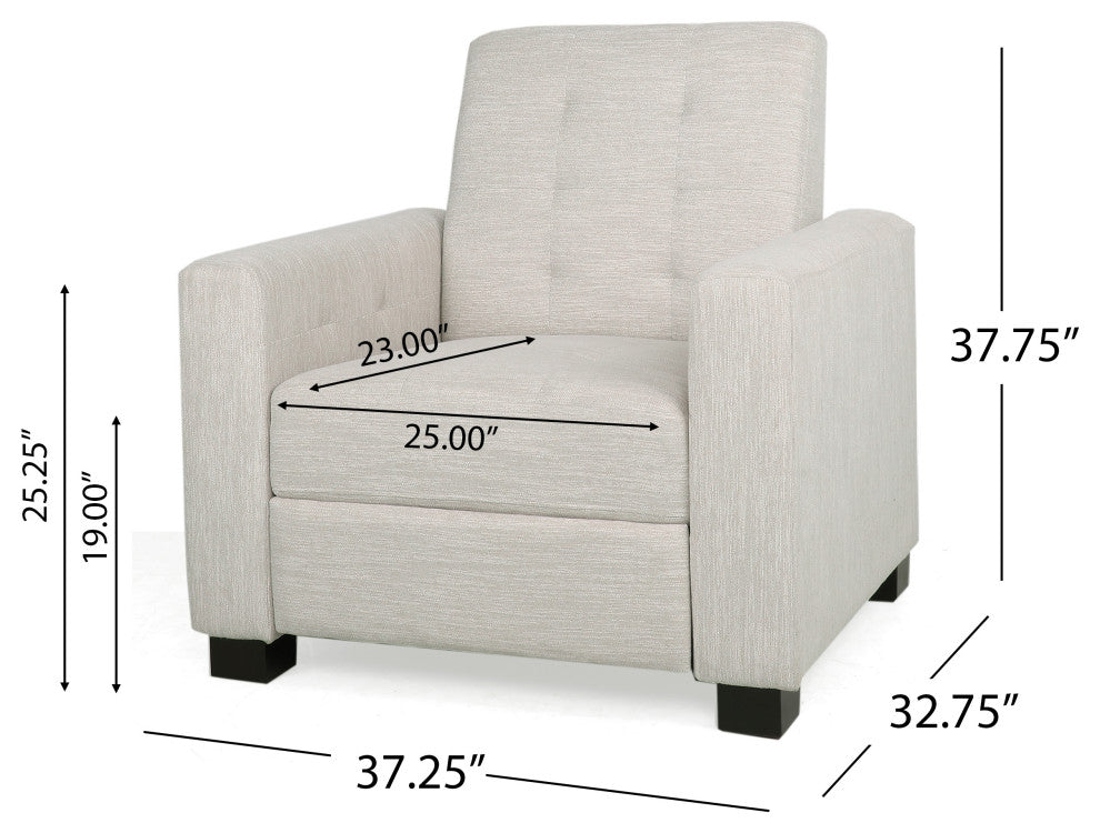 Langseth Contemporary Tufted Pushback Recliner, Beige/Dark Brown, Fabric
