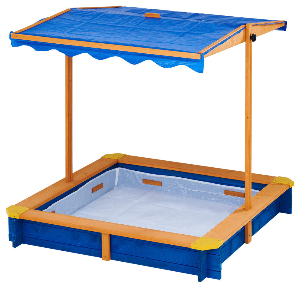 Outdoor Summer Sand Box - Wood / Blue