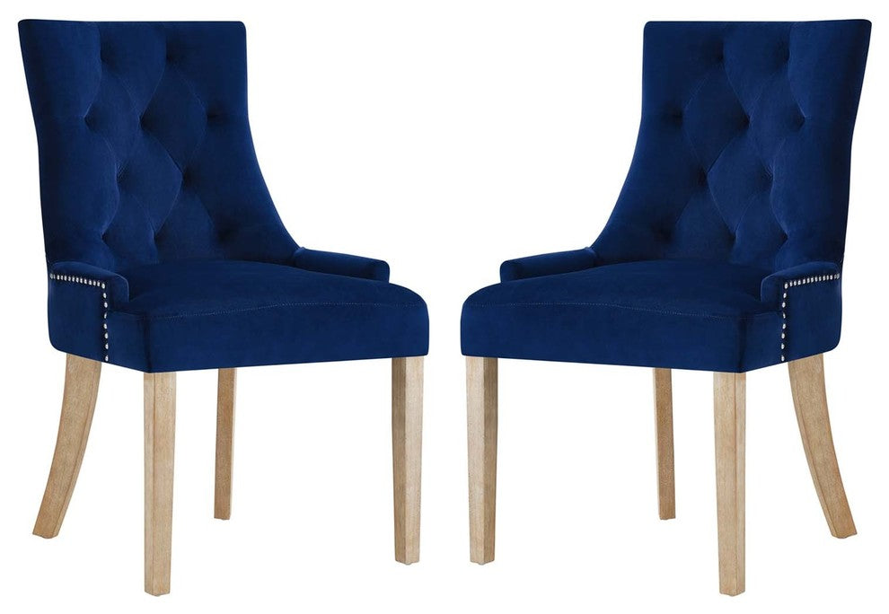 Pose Dining Chair Velvet Set of 2, Navy