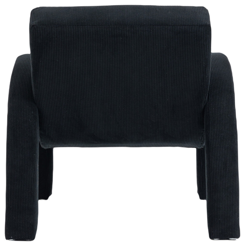 Corduroy Fabric Upholstered Accent Chair, Black