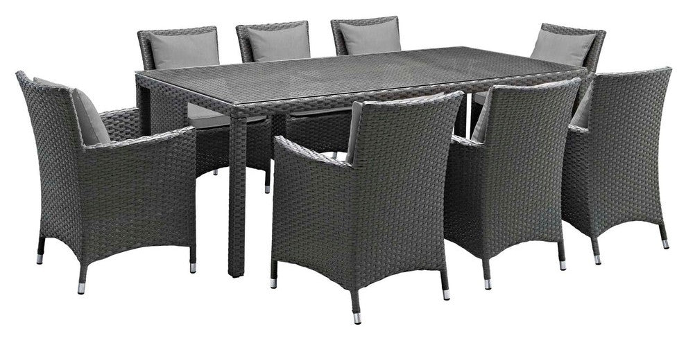 Sojourn 9 Piece Outdoor Patio Sunbrella Modern Dining Set