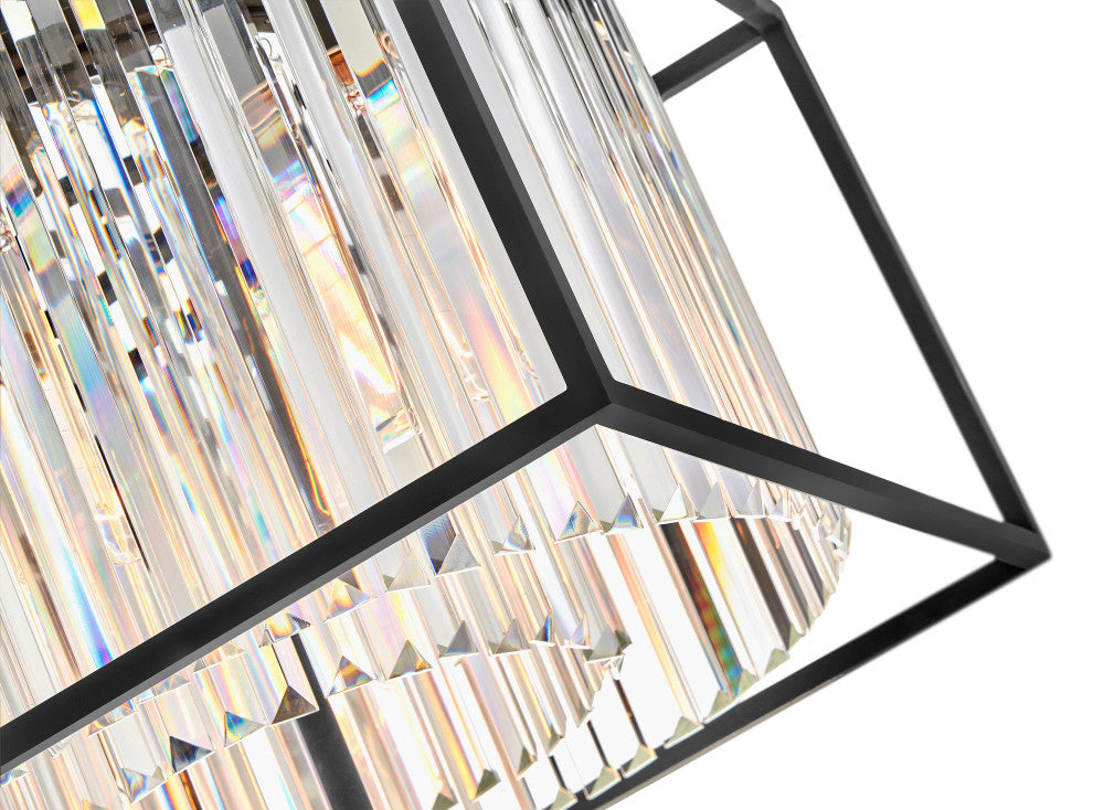 Hinkley 50.25" Giada Multi-Tier Modern Chandelier, Black + Prismatic Crystals