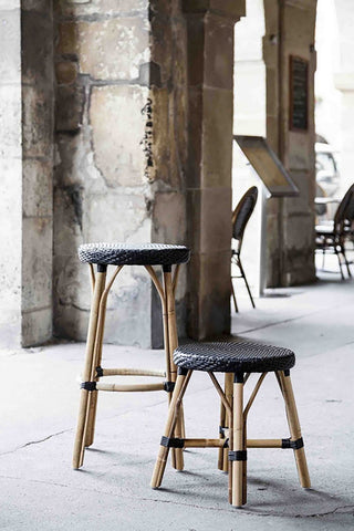 Simone Rattan Bistro Stool, Black