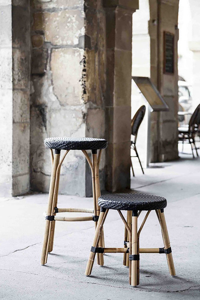 Simone Rattan Bistro Stool, Black