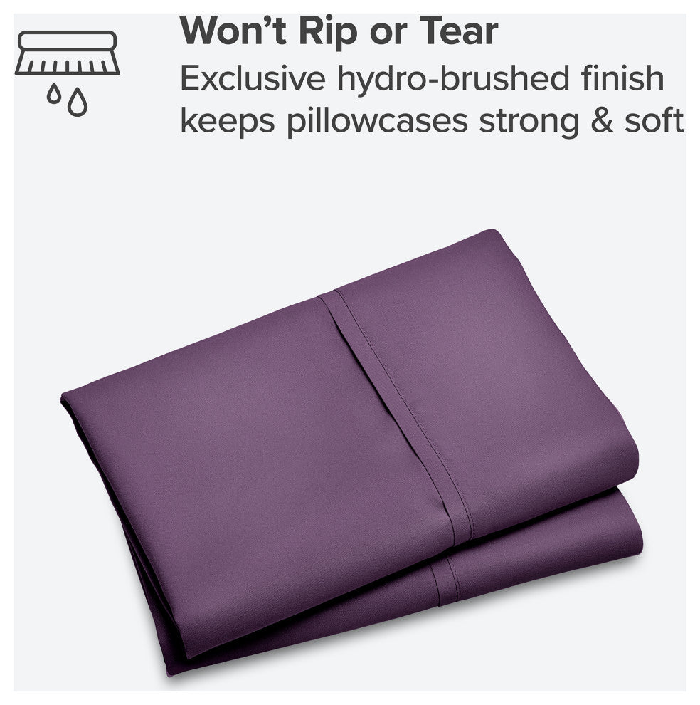 Bare Home Microfiber Pillowcases - Set of 2, Plum, King