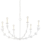 Florian Six Light Chandelier, Gesso White