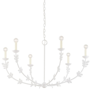 Florian Six Light Chandelier, Gesso White