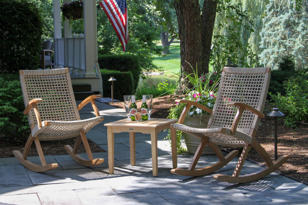Eucalyptus and Rope Rocking Chair, Wheat Rope