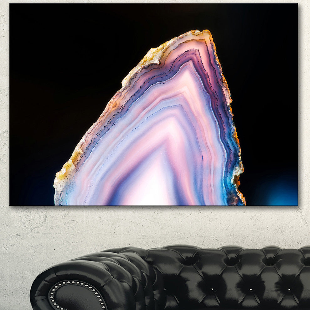 Beautiful Slice of Agate on Black, Large Abstract Canvas Artwork, 40"x30"