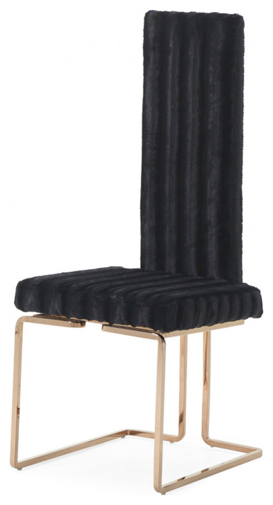 Set of 2 Mod High Back Black and Rose Gold Dining Chairs