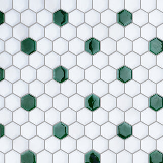 Metro Ion 1" Hex Emerald Dot Porcelain Floor and Wall Tile