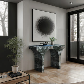 Pomezia Finished Console Table, Green, Marble Finish