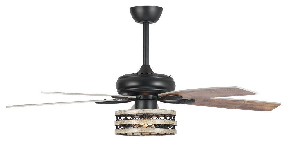 52 in Rustic Remote Control Ceiling fan in Matte Black