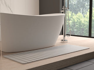 CastelloUSA Diatomite Quick-Dry Stone Bath Mat, 58"x21" , Extra Large, Gray