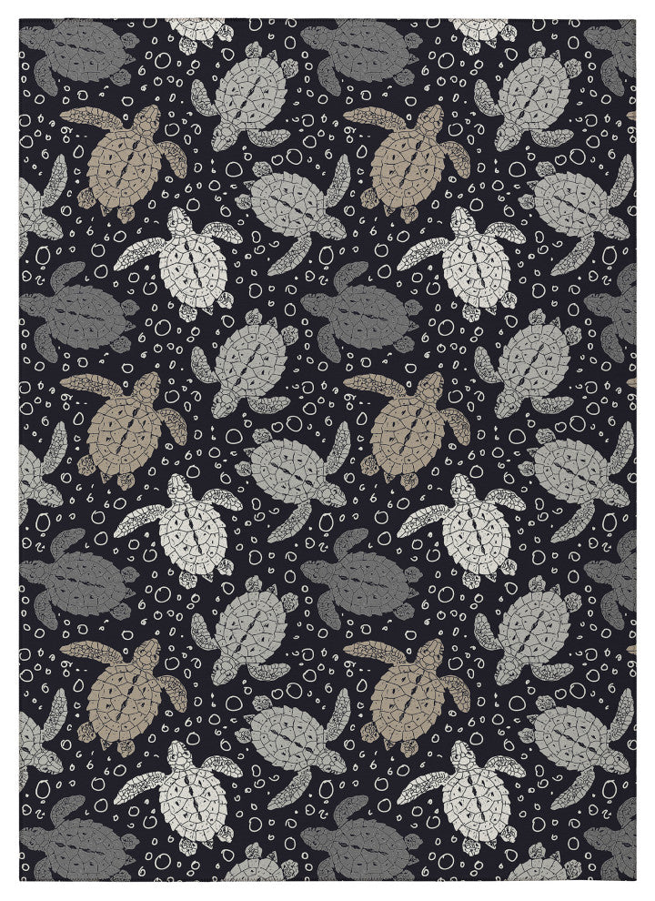 Indoor/Outdoor Seabreeze SZ13 Black Machine Washable 10' x 14' Rug