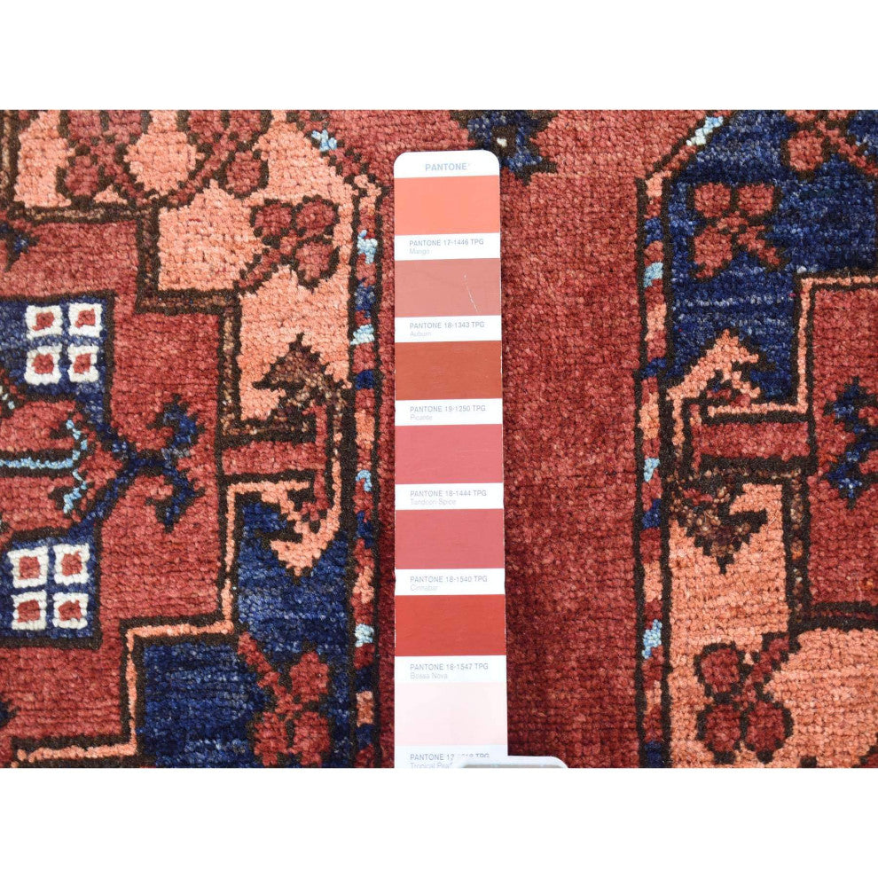 Coral Red, Afghan Ersari, Soft Wool, Hand Knotted, Oriental Rug, 4'0" x 6'8"