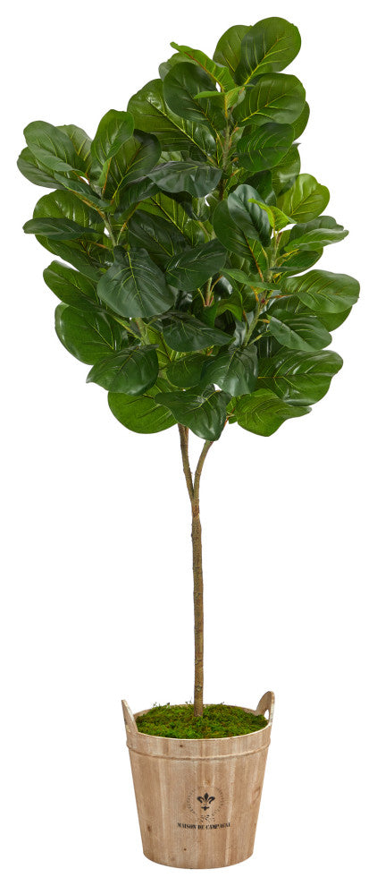74" Fiddle leaf Fig Artificial Tree, Farmhouse Planter