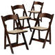 4 Pk. HERCULES Series Fruitwood Wood Folding Chair with Vinyl Padded Seat
