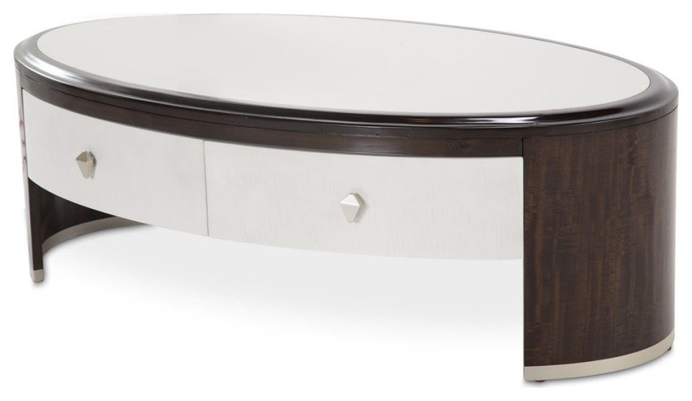 Aico Amini Paris Chic Oval Cocktail Table in Espresso