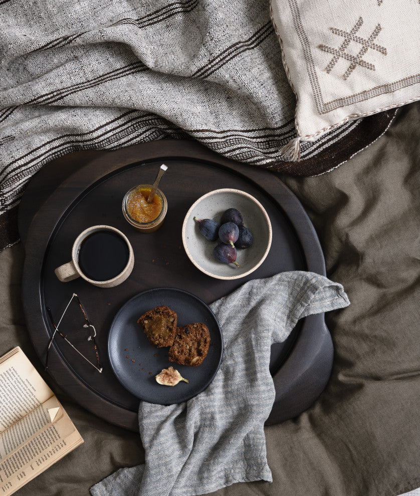 Tadeo Round Tray-Carbonized Black