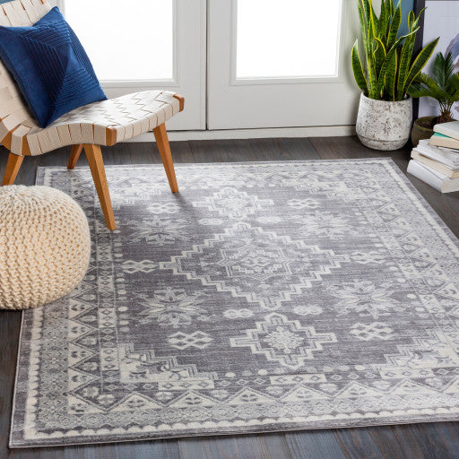 Surya Roma ROM-2321 9'x12'3" Rug, Medium Gray/Light Gray/White