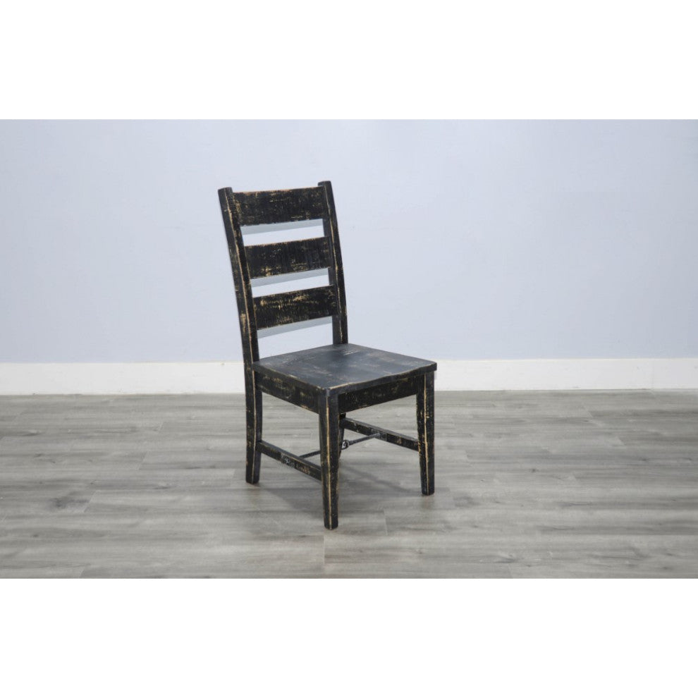 Ladderback Chair Turnbuckle Stretchers Wood Black 2PC