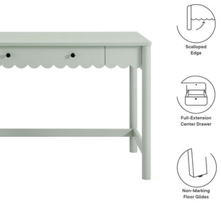 Emmeline 1-Drawer Scallop Writing Desk, Sage