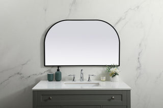 Metal Frame Arch Mirror 39X24 Inch, Black