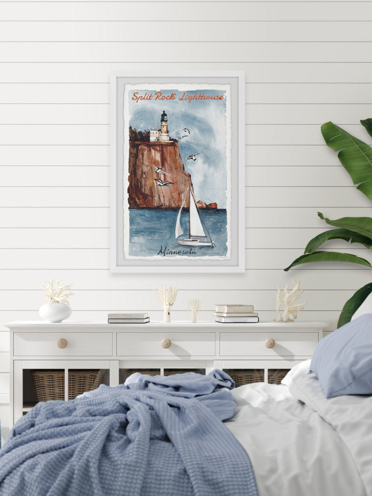 "Split Rock Lighthouse" Framed Painting Print, 20x30