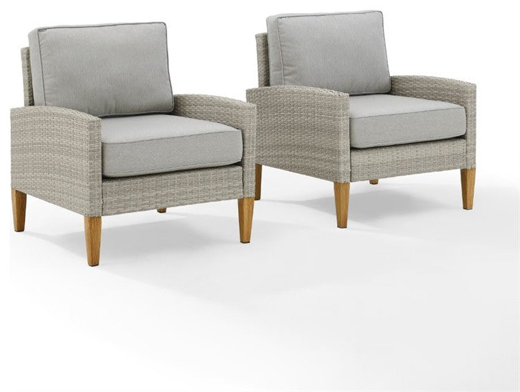 Crosley Furniture Capella Outdoor Wicker / Rattan 2 Piece Chair Set in Gray