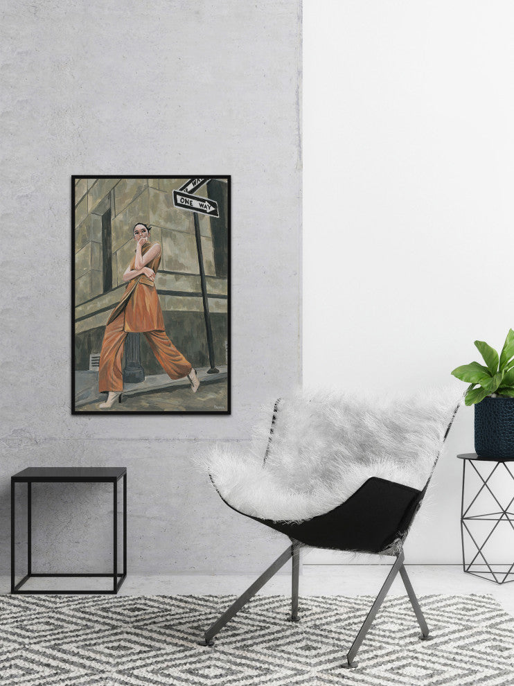 "Corner Street Fashion II" Floater Framed Painting Print on Canvas, 40"x60"