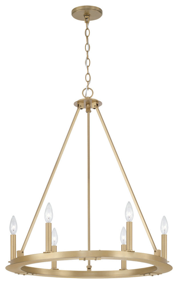 Capital Lighting 4916 Pearson 6 Light 26"W Taper Candle Style - Aged Brass