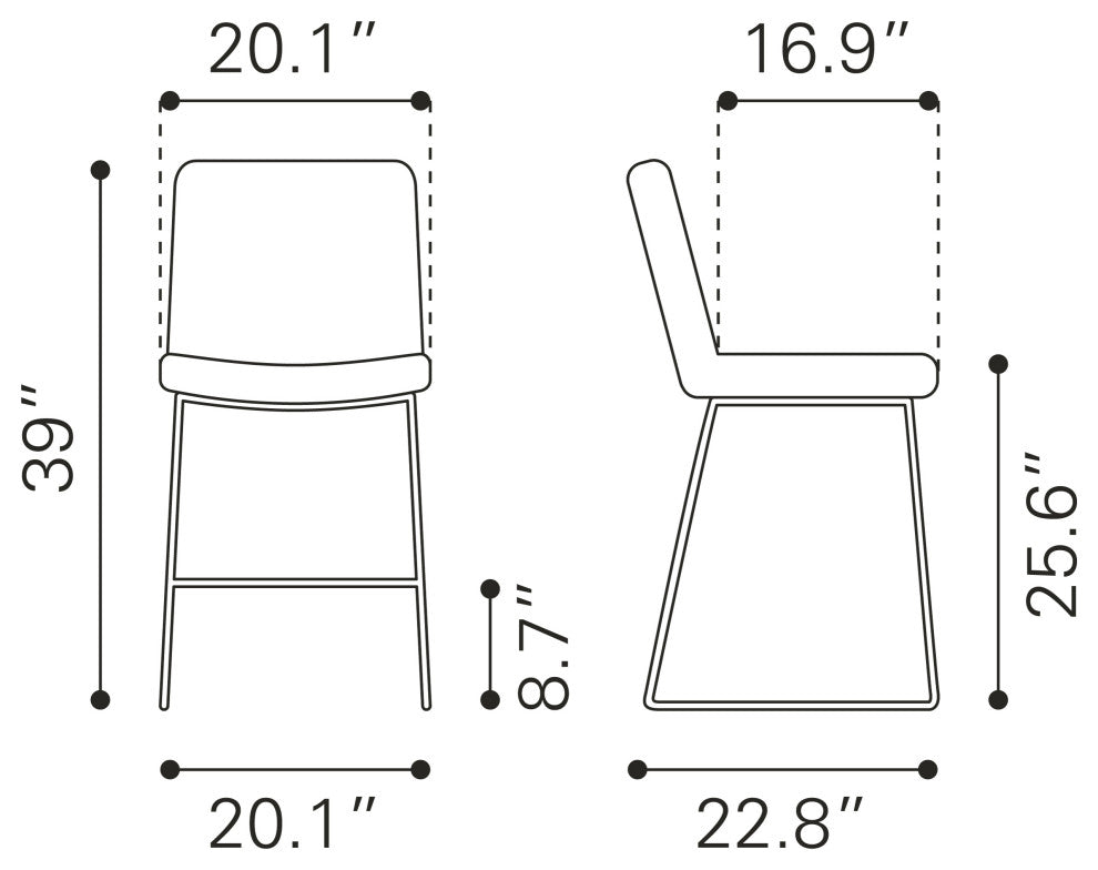 Mode Counter Chair, Set of 2 Yellow