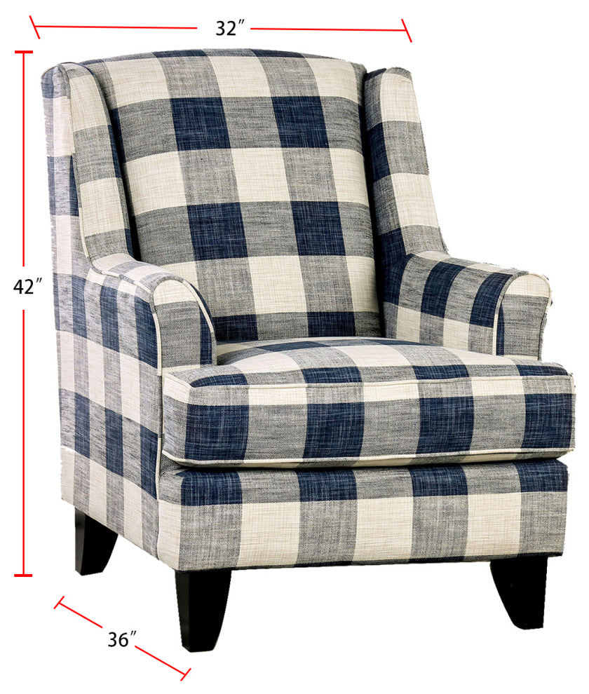 Fabric Chair with Checkered Pattern Design, Ivory
