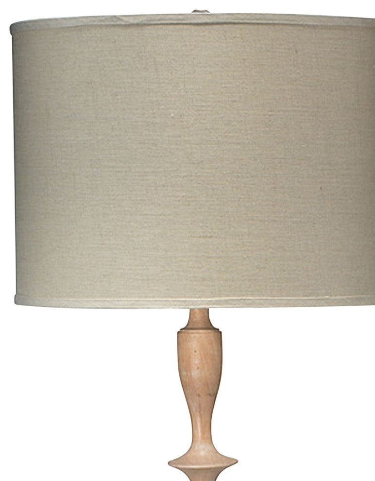 Classic Turned Wood Carved Spindle Floor Lamp Contemporary Casual Light Bleached