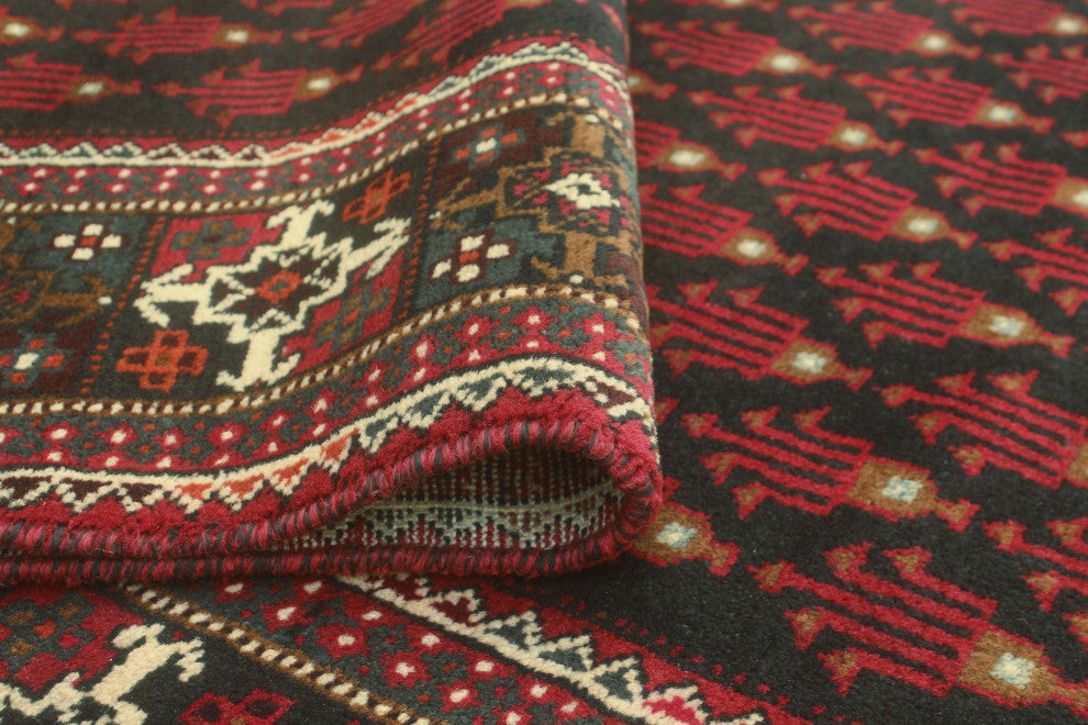 Vintage Distressed Bethzy Charcoal/Red Runner, 4'2x9'6