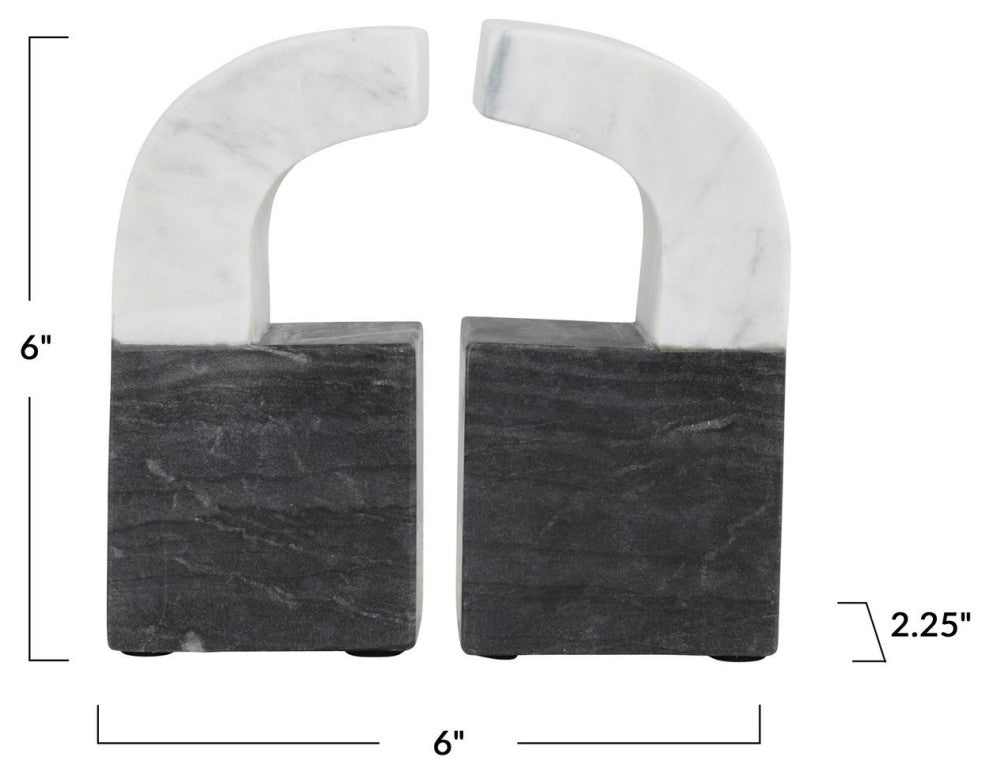Two-Tone Marble Bookends, Set of 2