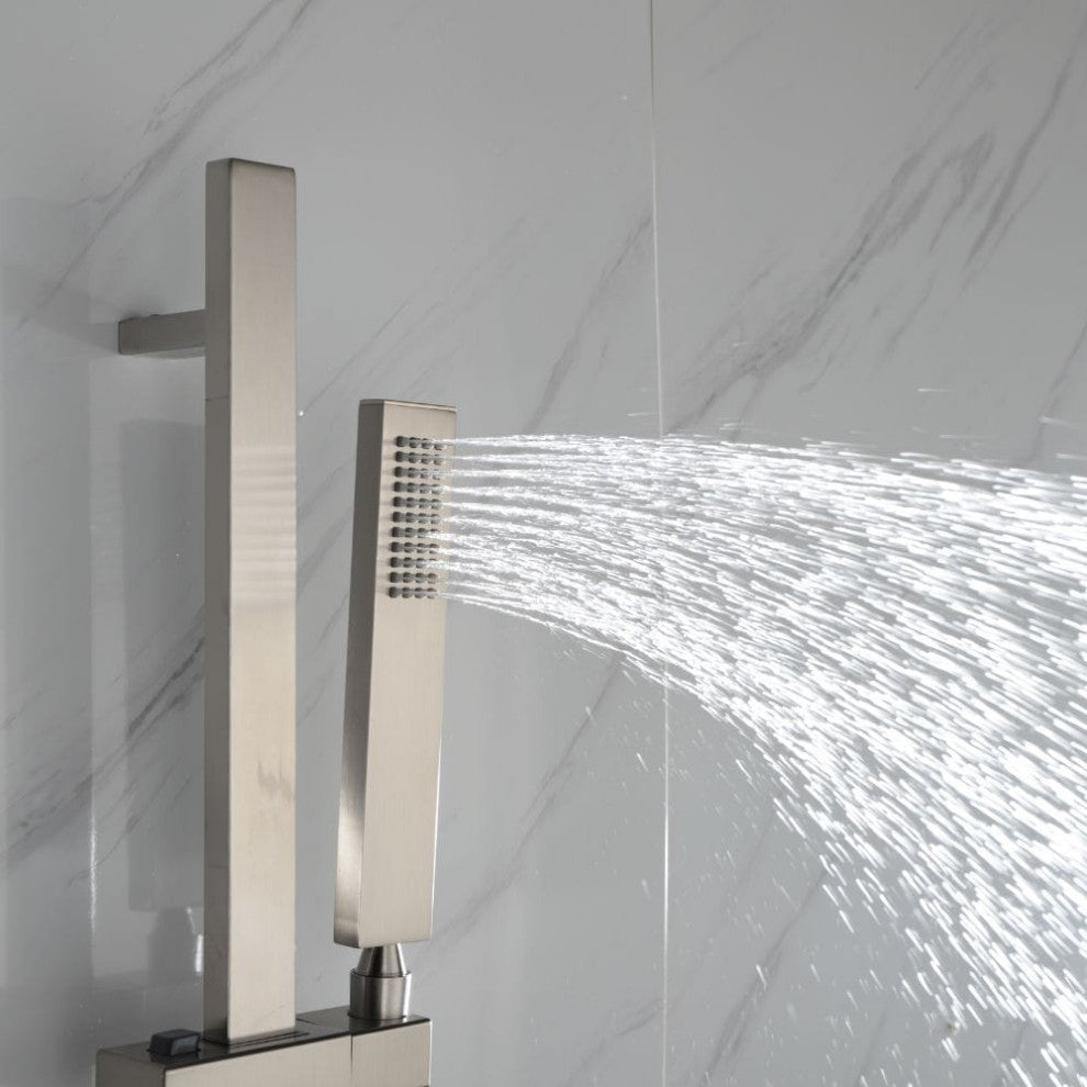 Cero Set 8" Brushed Nickel Square Rain Shower and Handheld