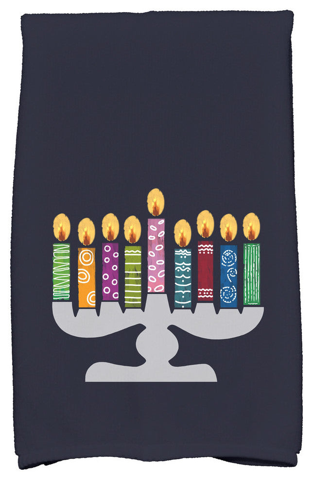 Festival of Lights Decorative Holiday Geometric Print Hand Towel, Navy Blue