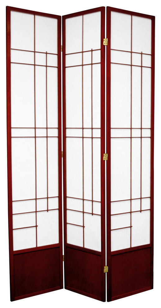 7' Tall Eudes Shoji Screen, Rosewood, 3 Panels