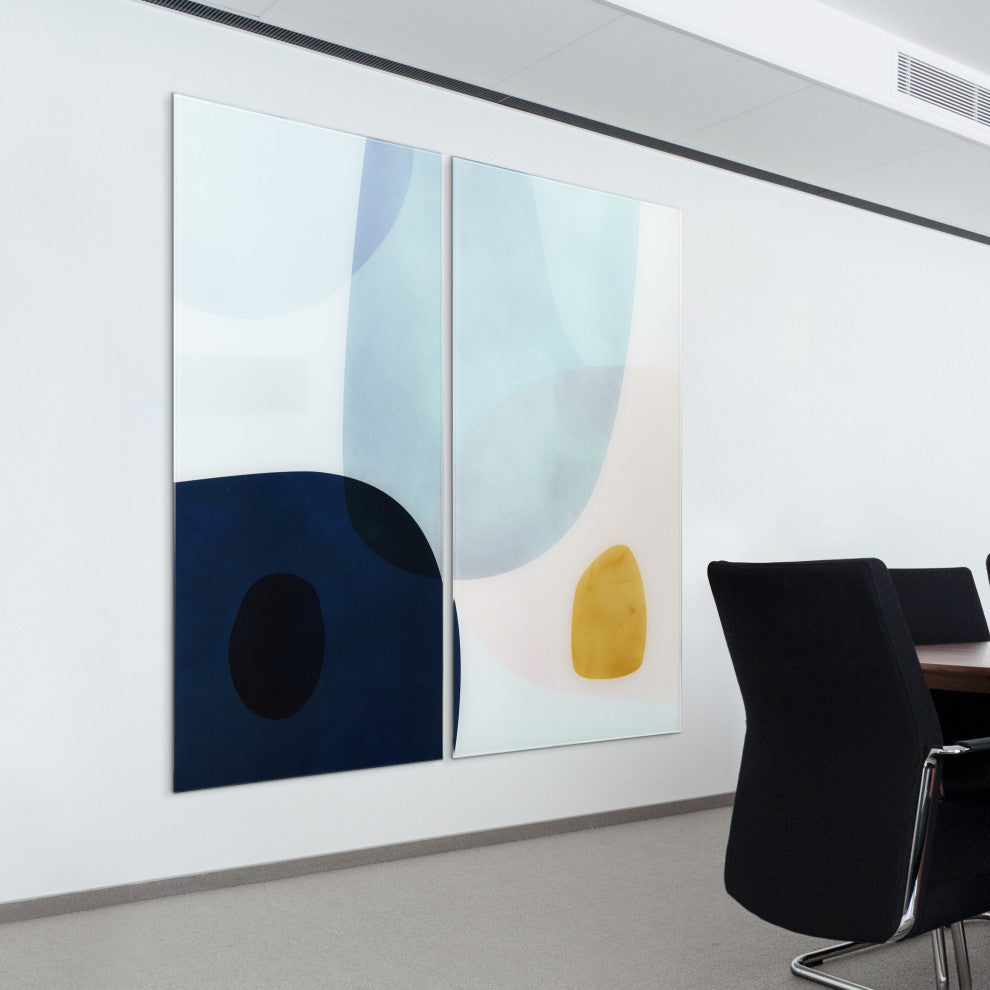 "Gold Mond" Frameless Free Floating Tempered Glass Panel Graphic Wall Art Set