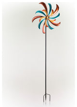63" Tall Outdoor Curved Blade Windmill Stake Kinetic Spinner