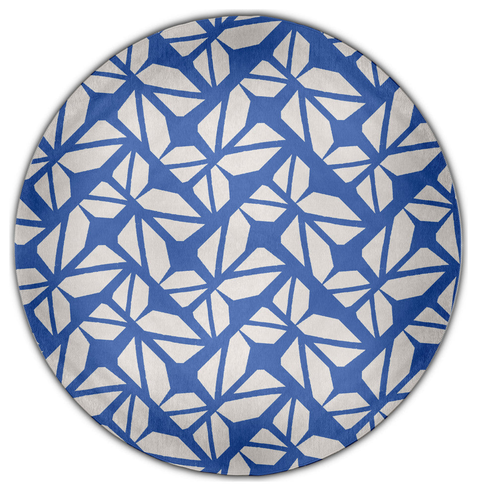 Kaleidoscope Graffiti Rug, Blue, 5' Round