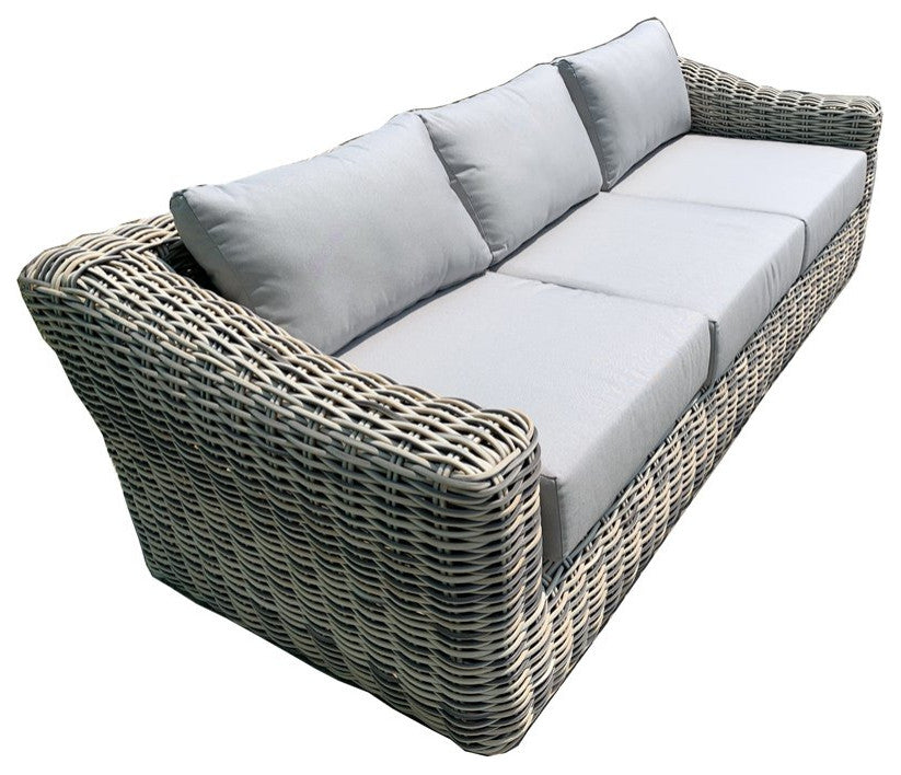 Hawaii Three-Tone Wicker Deep Seating Set in Silver Gray Cushion