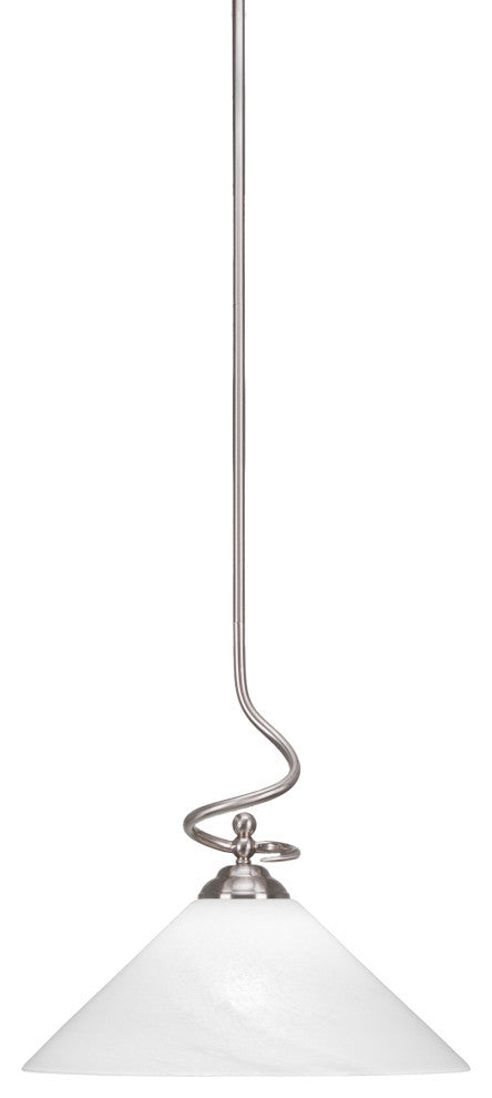 Capri Stem Pendant, Brushed Nickel Finish, 16" White Marble Glass