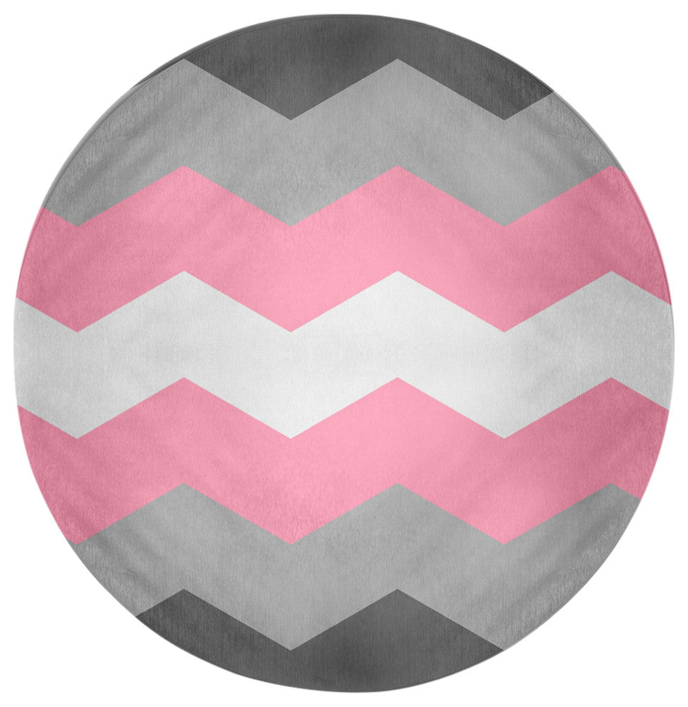 Demi Girl Chevron Chenille Rug, Demi Girl Chevron, 5' Round