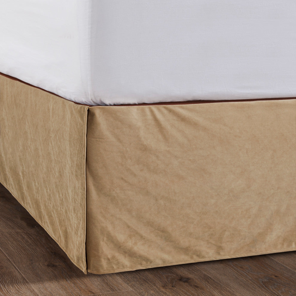 Velvet Bedskirt, King Tan