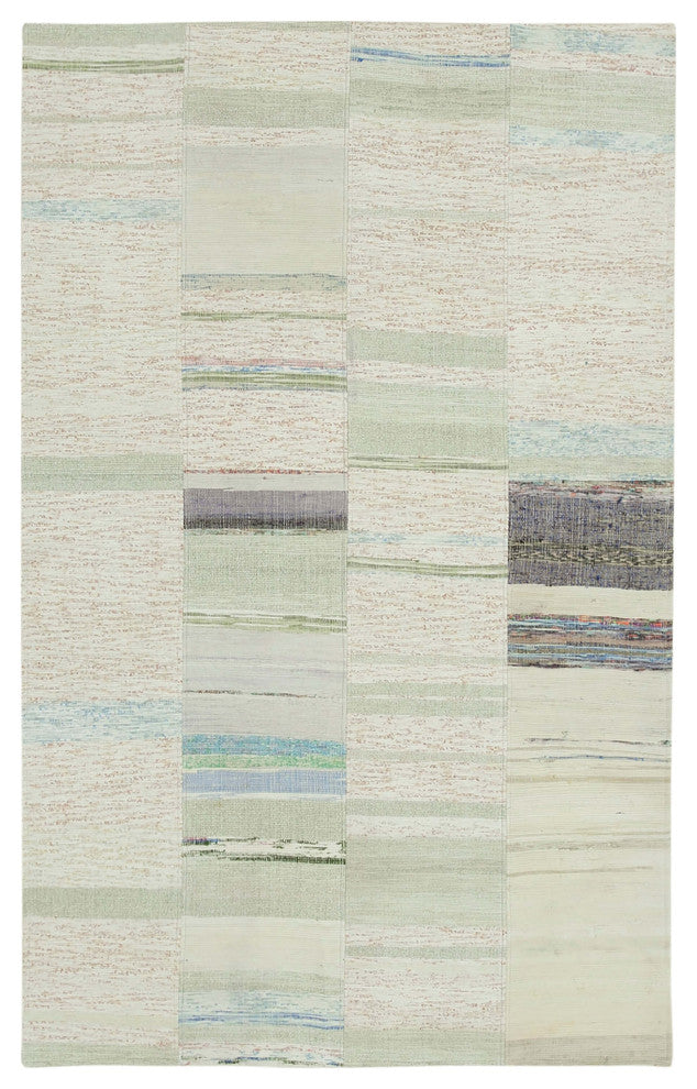 Rug N Carpet - Handmade Anatolian 4' 3'' x 6' 11'' Tribal Patchwork Kilim Rug